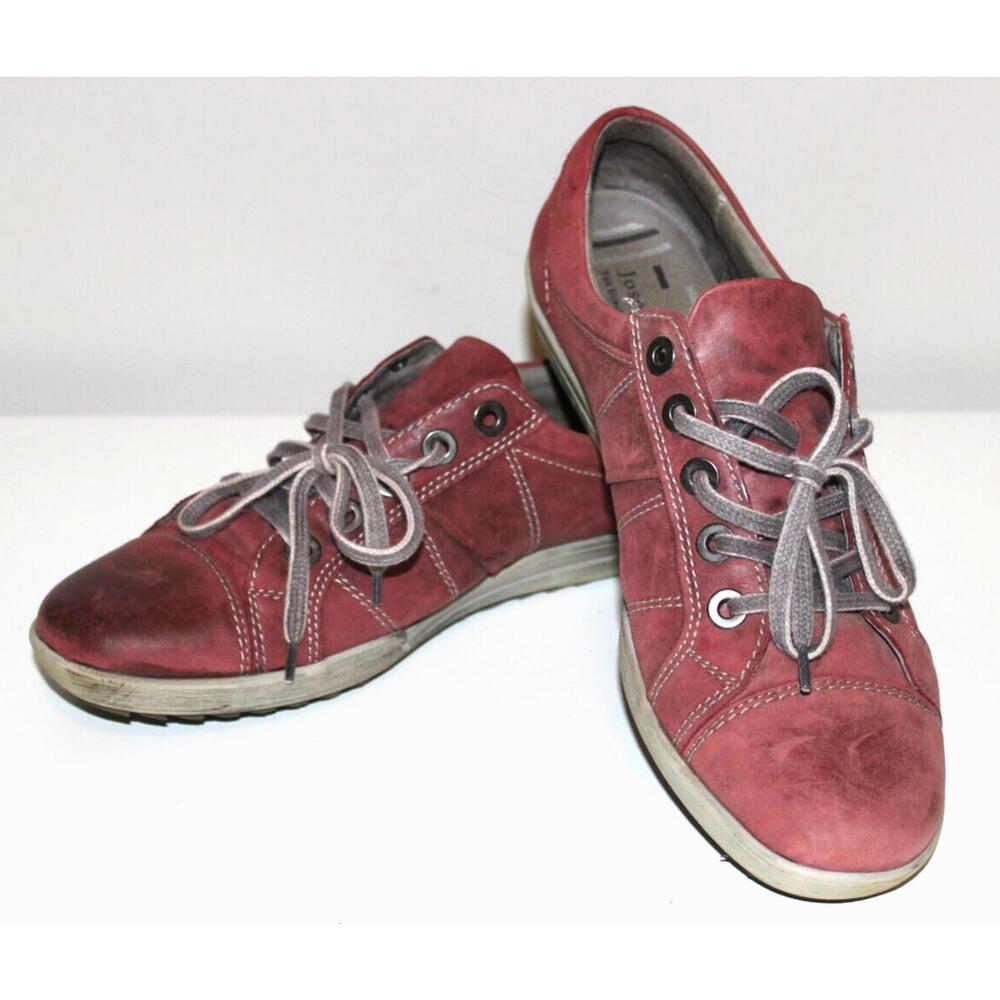 Josef Seibel Red Maroon Leather LaceUp Stylish Comfort Sneakers Size 41 /10-10.5
